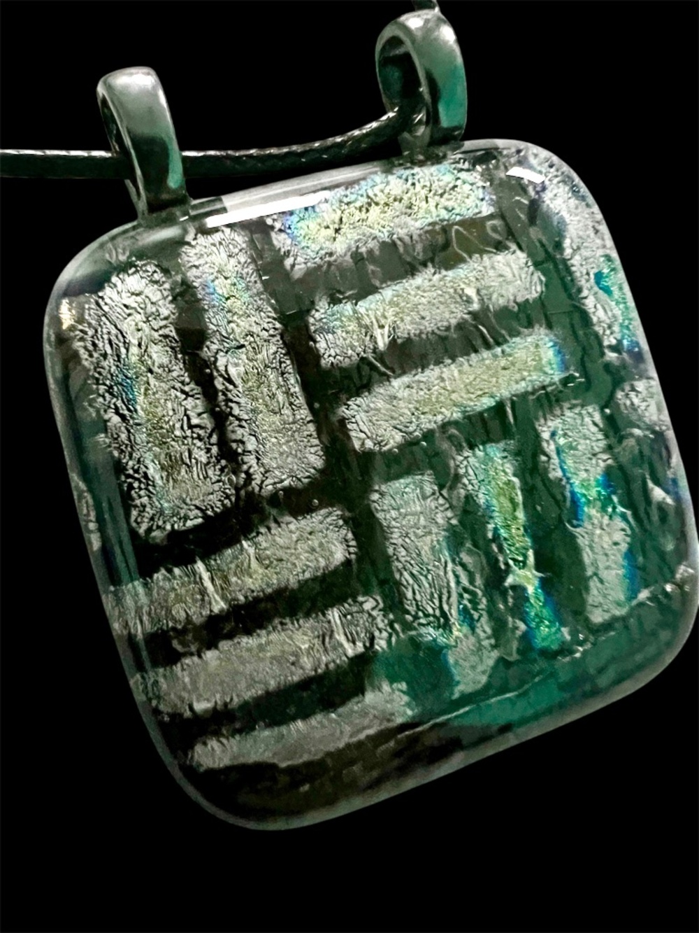 Dichroic Art Glass Pendant Lego Brick Inspired